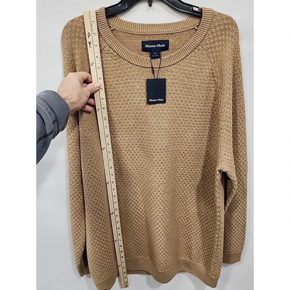Mizzen+Main NWT Hillcrest Crewneck Sweater‎ Mens XXL Beige Cotton/Wool Blend New